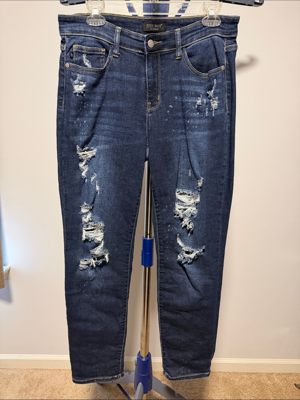 Judy Blue Distressed Dark Blue Boyfriend Jeans